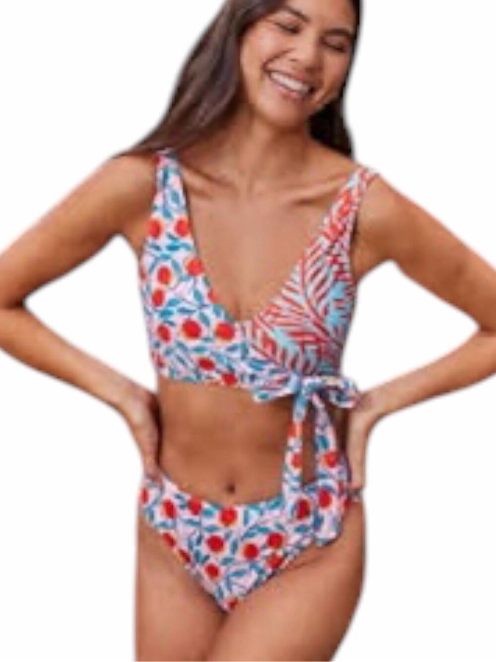 DIANE VON FURSTENBERG x SUMMERSALT Perfect Wrap Set Pink Nectarine Aqua Size 4